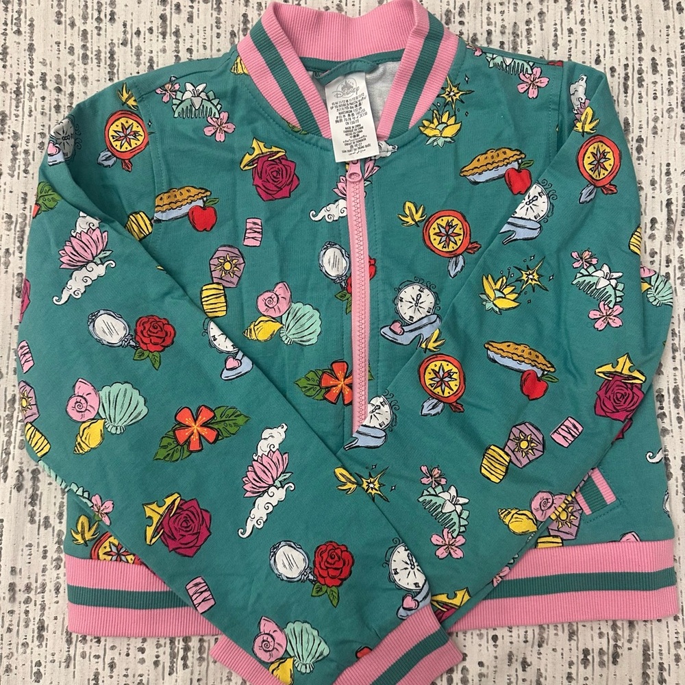 Disney Alice in Wonderland Colorful Patterned Zip-Up Girl’s Jacket and Skirt